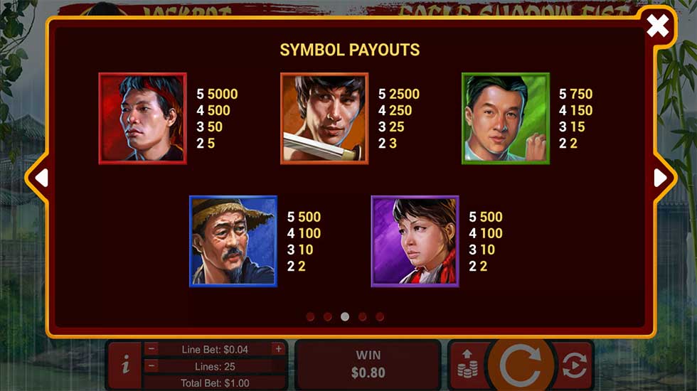 Eagle Shadow Fist Slot Paylines
