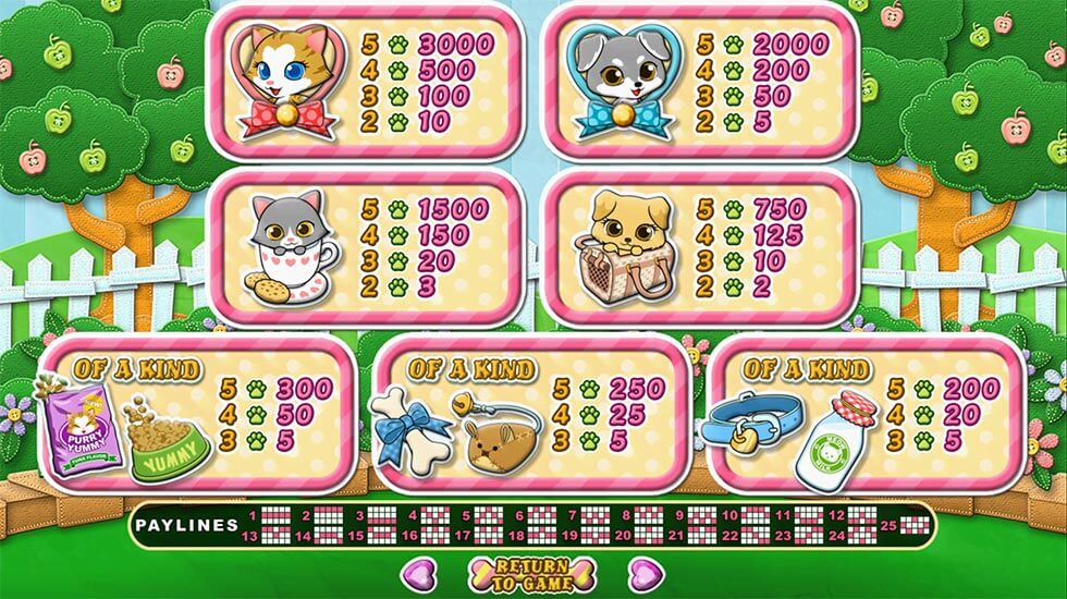 Purrfect Pets Slot Paylines