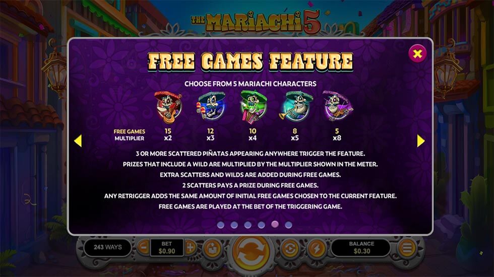 The Mariachi 5 Slot Features